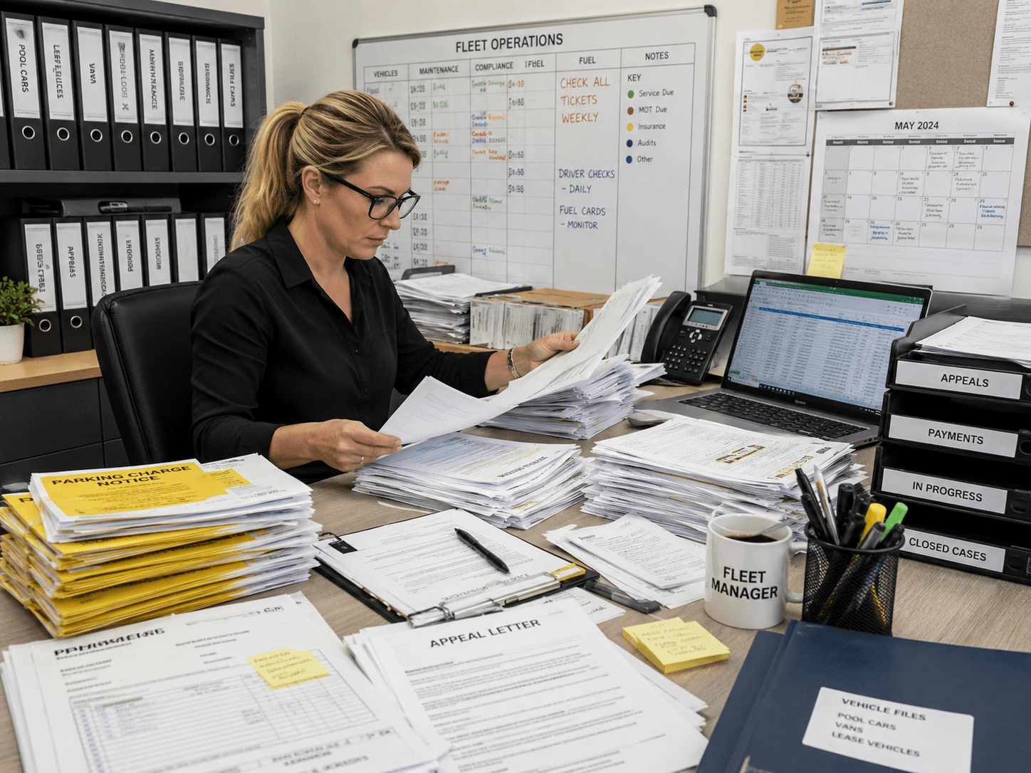 Fleet manager handling parking tickets