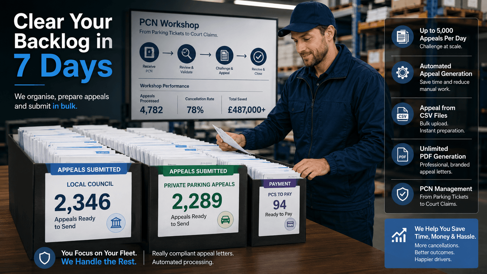 Fleet PCN workshop processing parking ticket appeals at scale