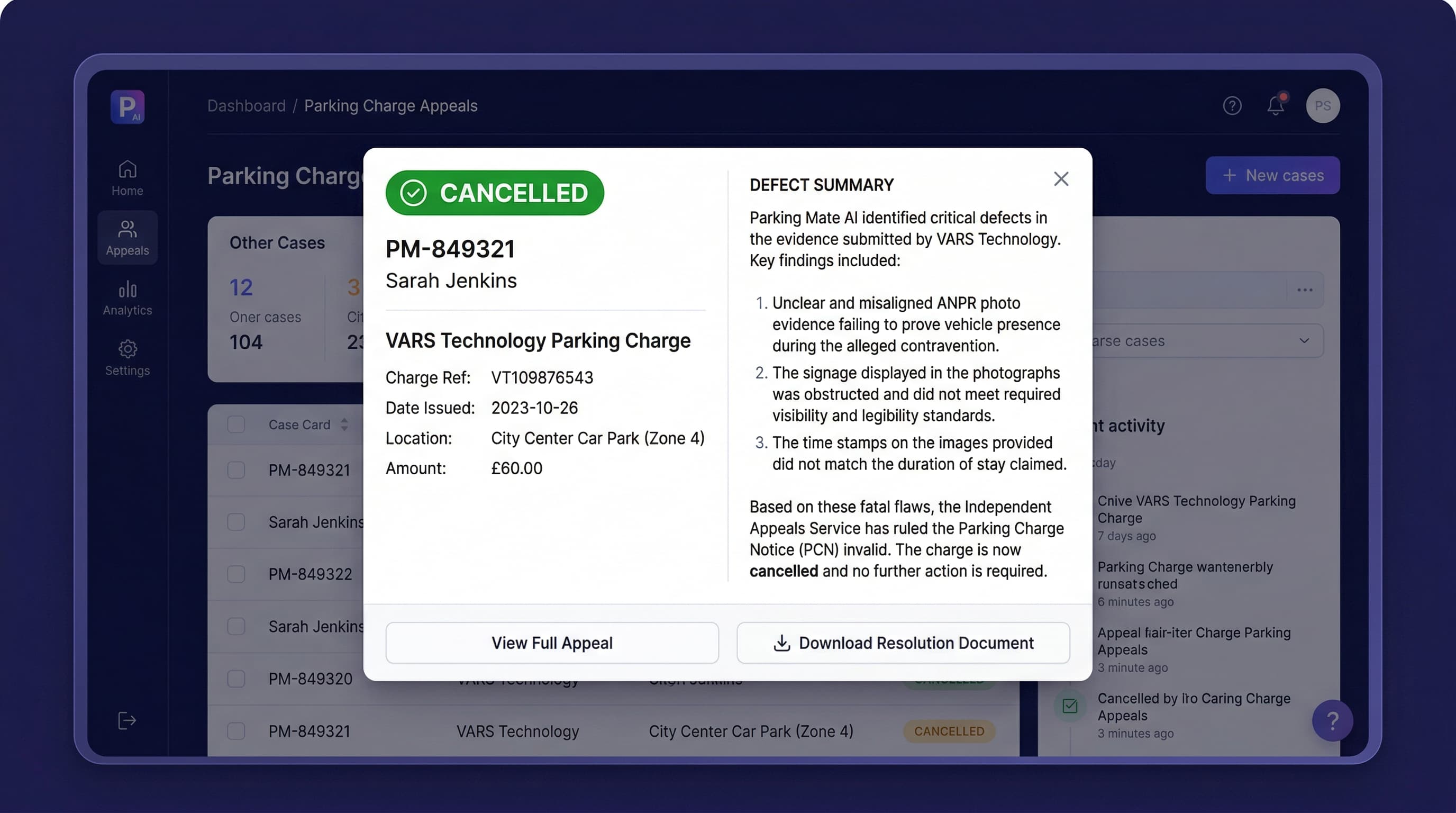 VARS Technology Parking Charge Cancelled. ANPR Timing Defect