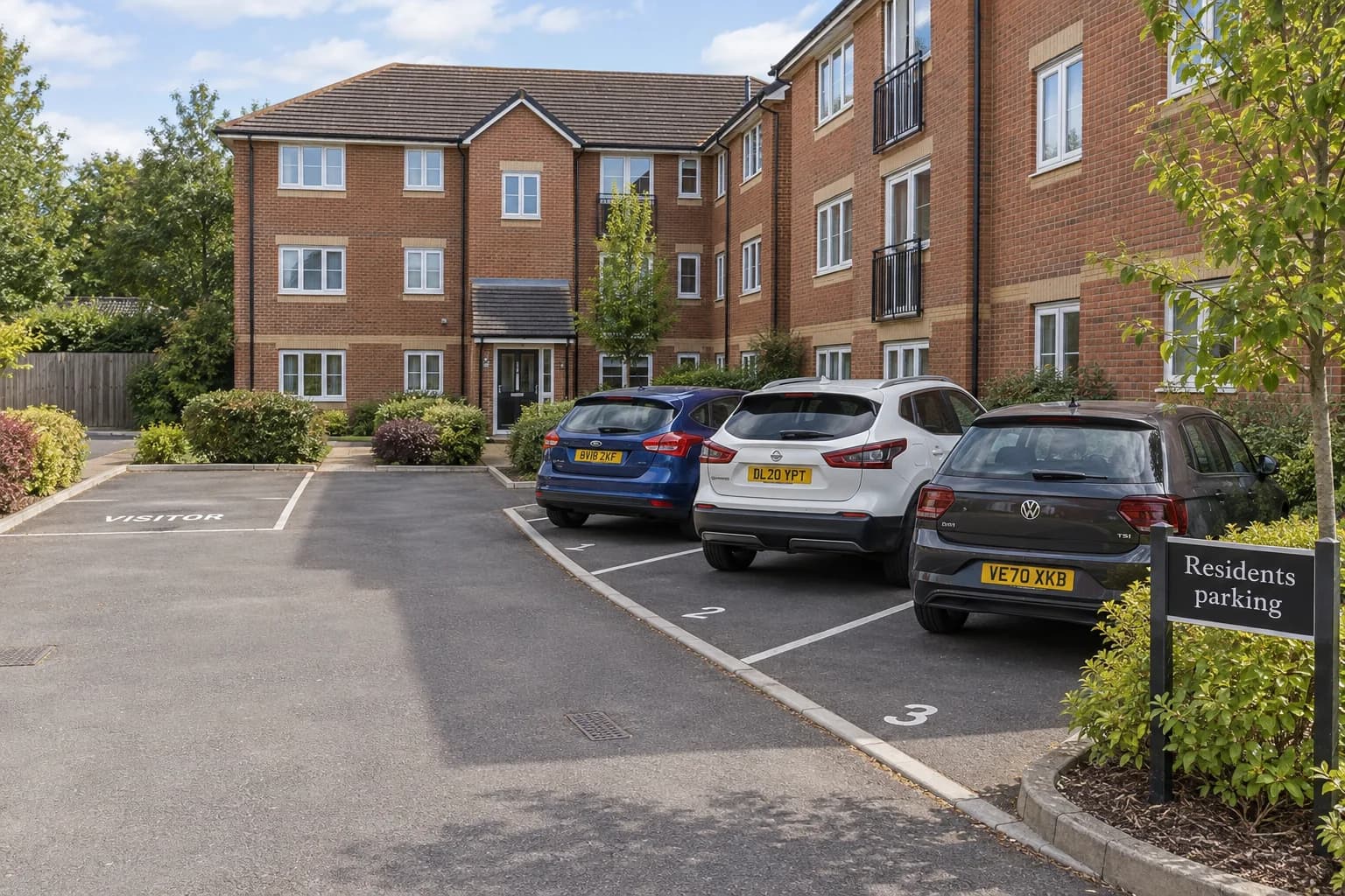 Residential development car park managed with permits and Parkingeye enforcement