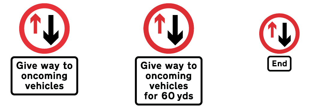 Official diagram 615 sign with give-way plate, distance variant and End variant