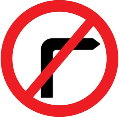 No right turn sign, diagram 612