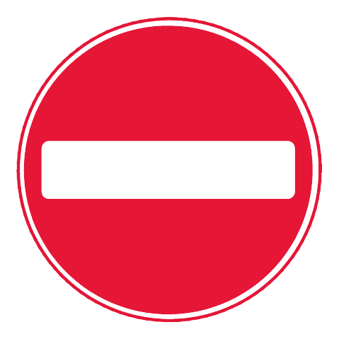 Official diagram 616 no-entry sign: a red disc with a horizontal white bar