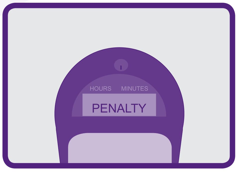 Handbook illustration of an older parking meter displaying PENALTY