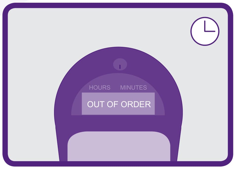 Handbook illustration of a parking meter displaying OUT OF ORDER