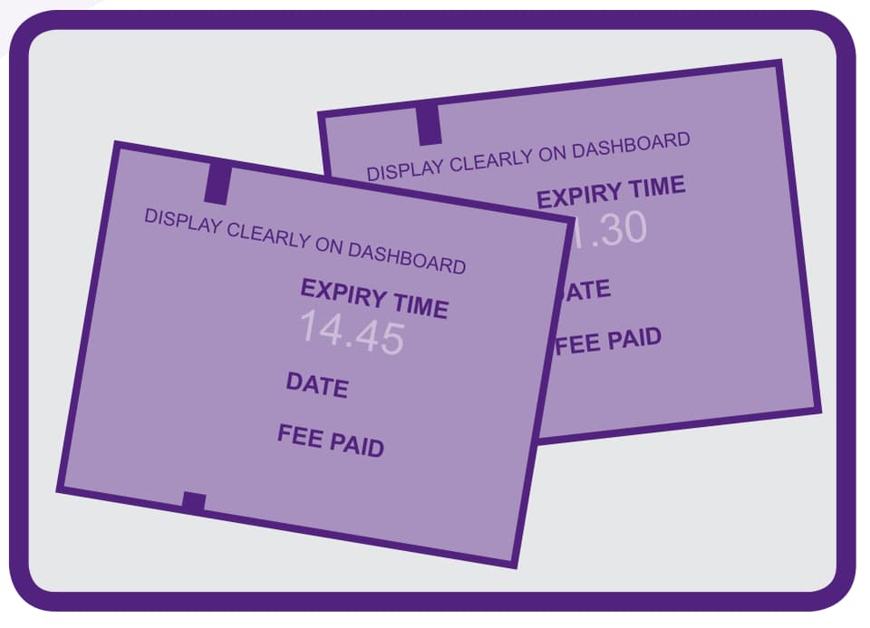 Two overlapping example paper parking tickets