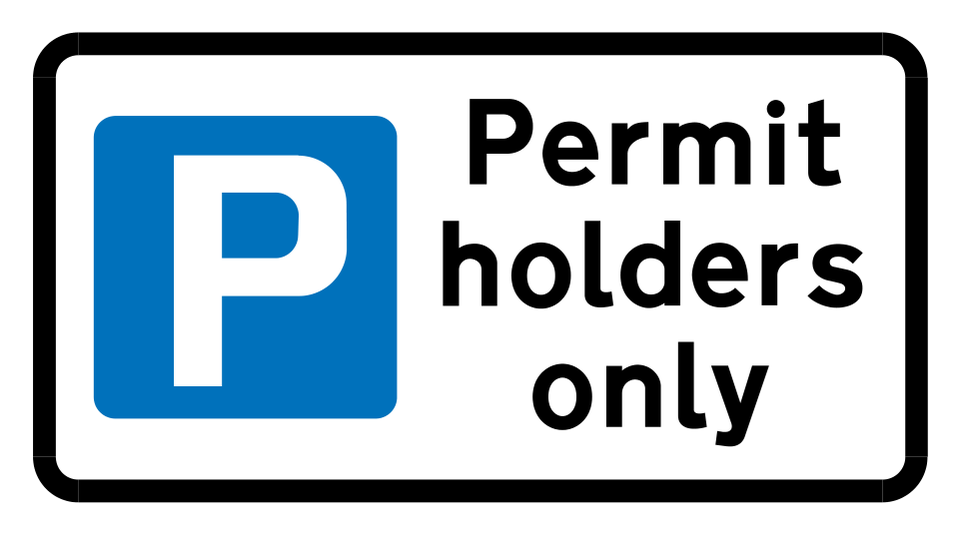 Example parking sign reading Permit holders only