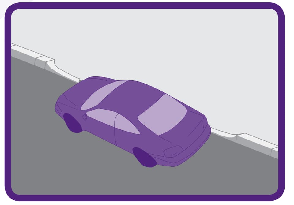Handbook illustration of a car beside a lowered section of kerb