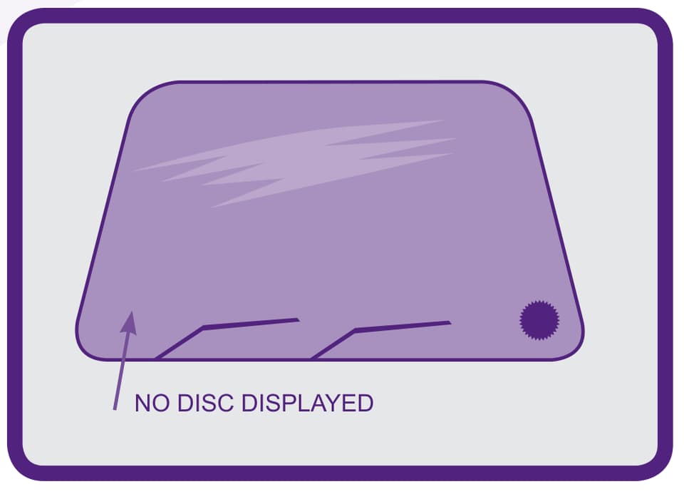 Handbook windscreen illustration labelled NO DISC DISPLAYED