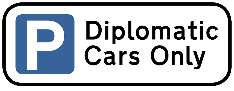 Handbook example parking sign reading Diplomatic Cars Only