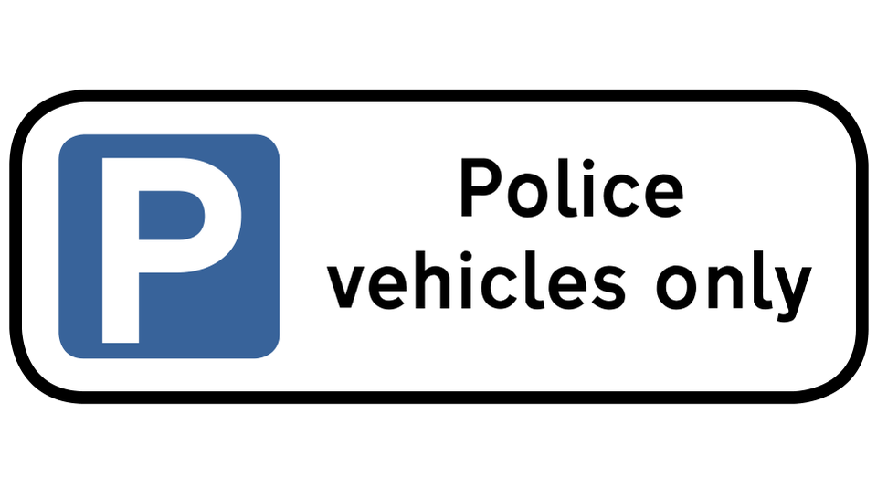 Handbook example parking sign reading Police vehicles only