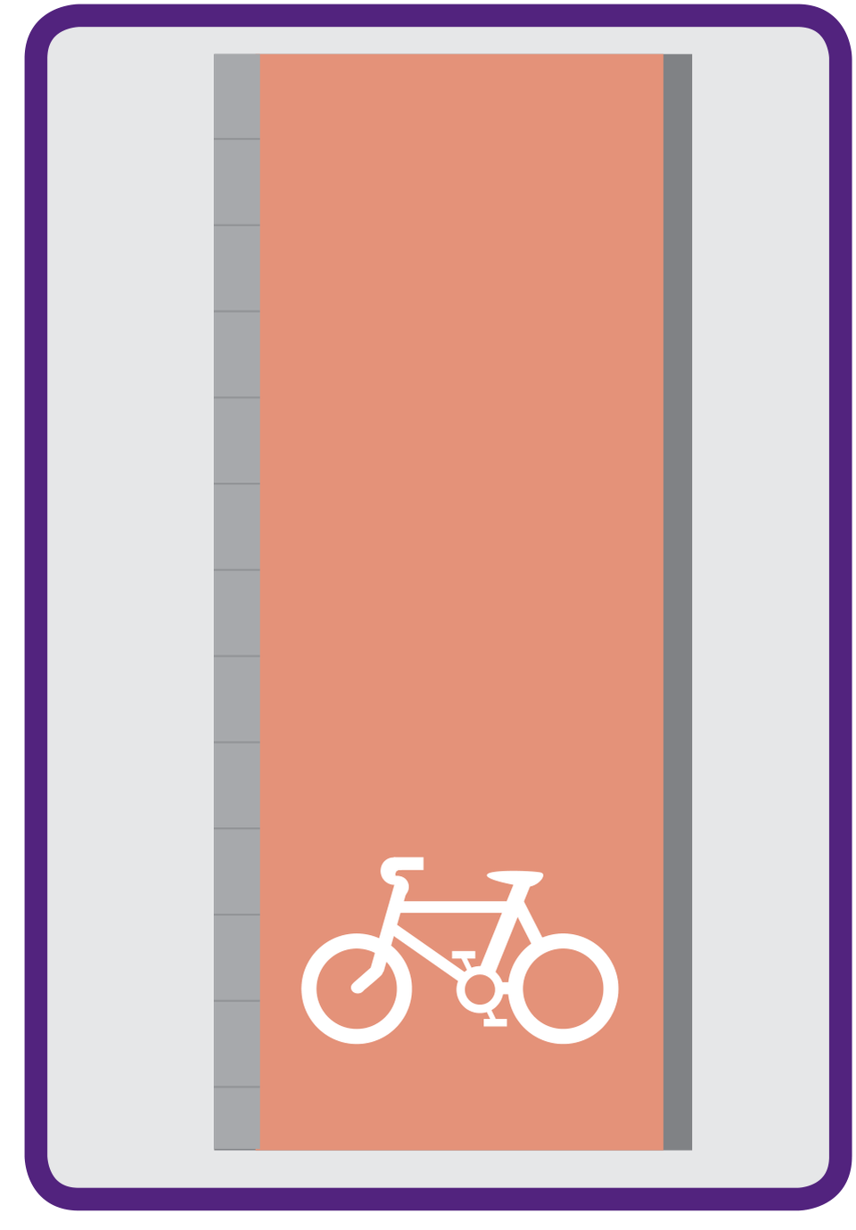 Handbook illustration of a cycle lane with a bicycle marking and solid edge line