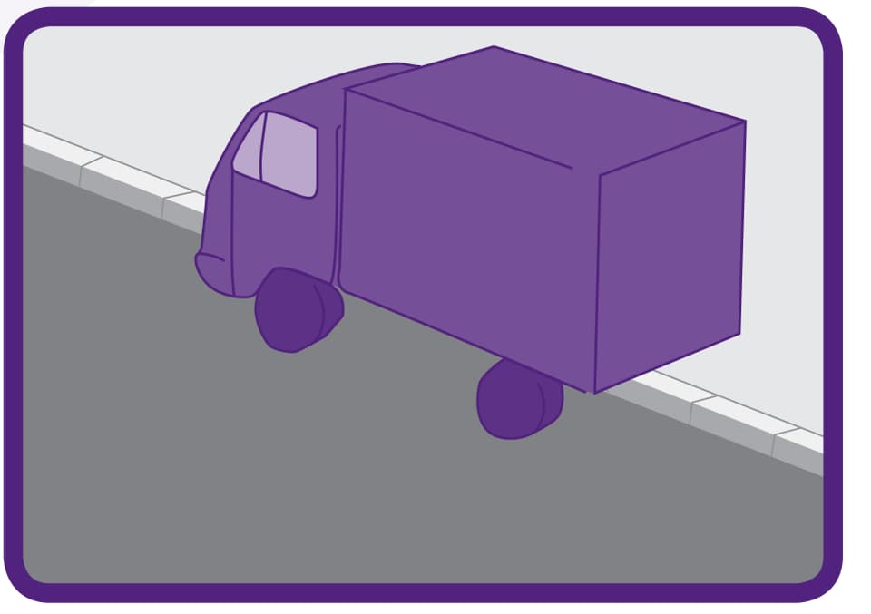 Handbook illustration of a heavy vehicle partly on the footway