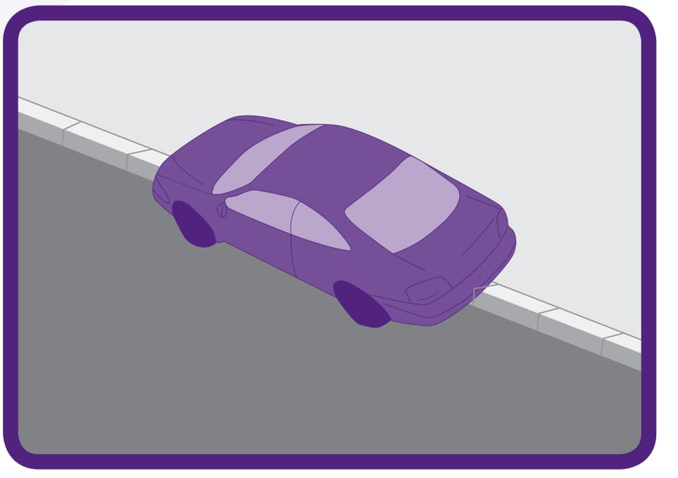Handbook illustration of a car with wheels on the footway