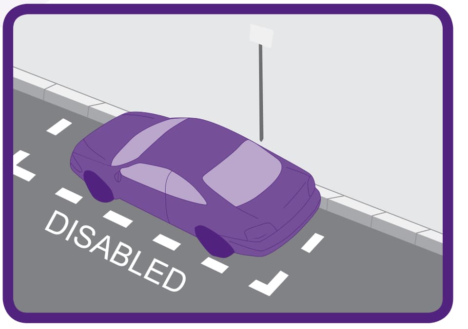 Source illustration of a car in a bay marked DISABLED