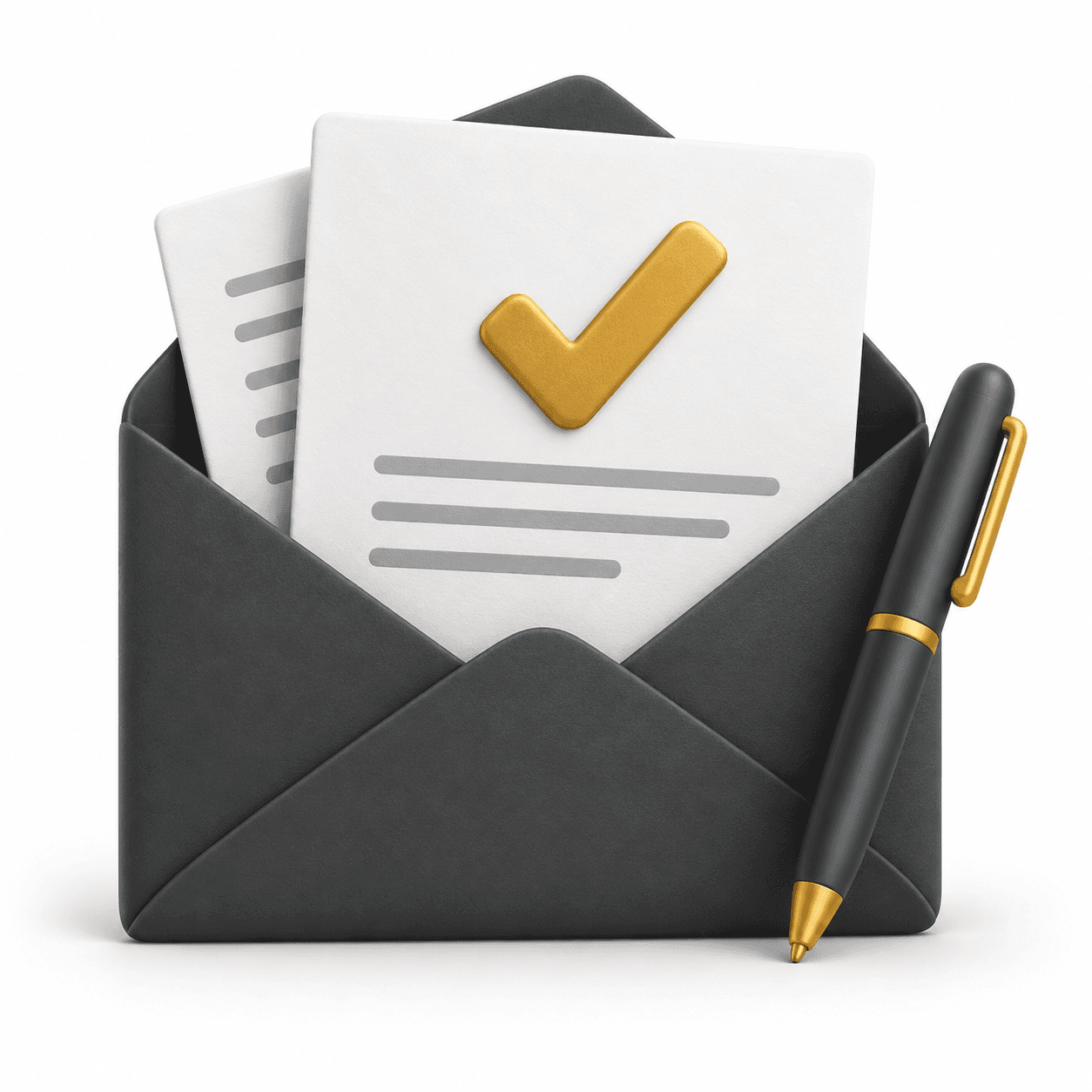 Appeal documents in an envelope with a successful check mark