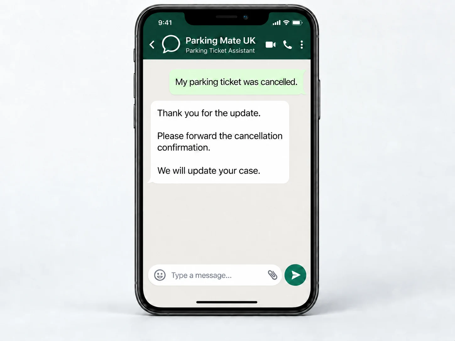A cancellation update and request to forward the confirmation.