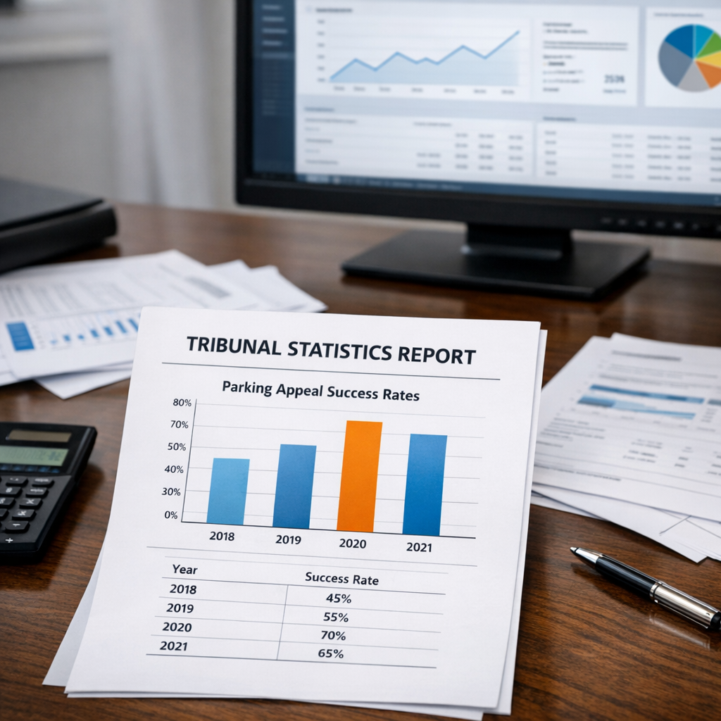 Tribunal statistics report with bar chart showing parking appeal success rates