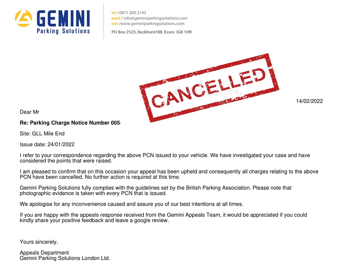 Gemini Charge Cancelled